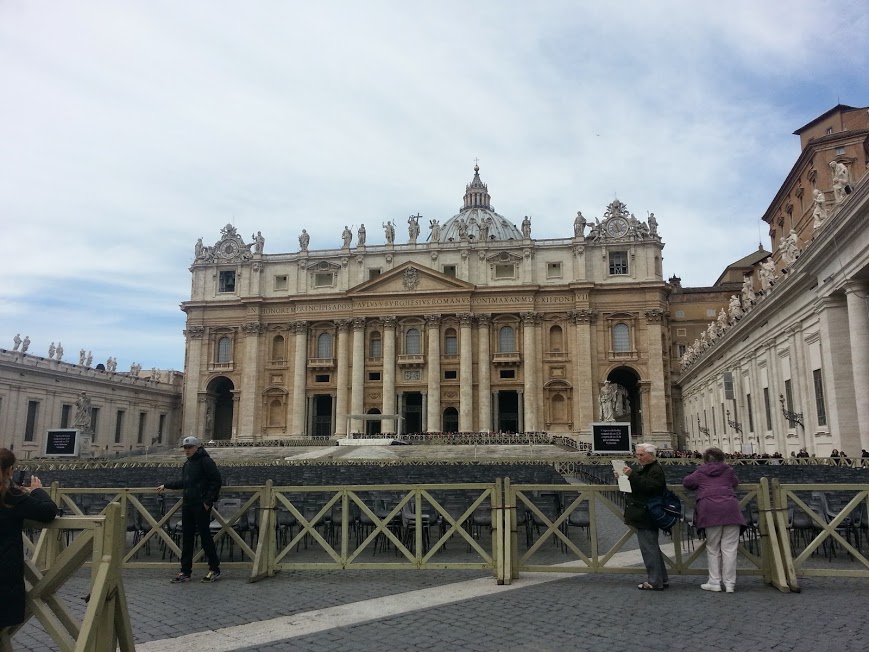 You can (kinda) see the Pope's balcony in front of the basilica.