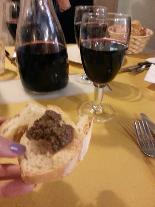 Chicken liver to start and I was trying to be good and not drink wine at 1pm, but I caved.