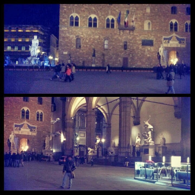 Loggia dei Lanzi at night makes me think of A NIGHT AT THE MUSEUM and I'm waiting for all these sculptures to come to life.